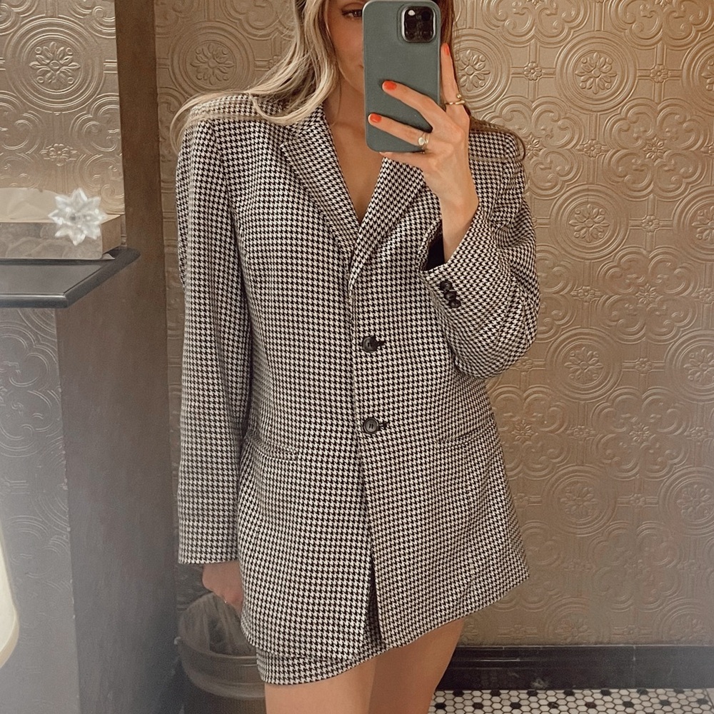 Vintage Talbots Black and White Houndstooth Skirt Set